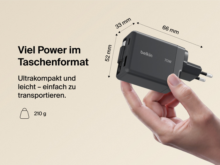 BoostCharge Pro 3-Port-GaN-Ladeger&auml;t (100&nbsp;W), das einen Laptop, ein Smartphone und eine Smartwatch gleichzeitig aufl&auml;dt, wobei die Leistung intelligent auf drei Anschl&uuml;sse verteilt wird&nbsp;&ndash; mit 60&nbsp;W, 22&nbsp;W und 18&nbsp;W.