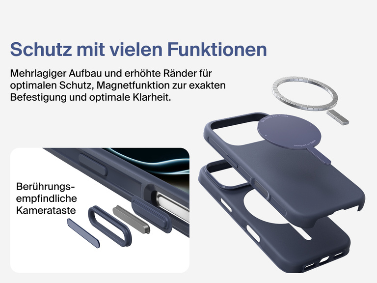 Belkin H&uuml;lle der SheerForce Protect Serie f&uuml;r iPhone 17, geeignet f&uuml;r MagSafe und Qi2 zur zuverl&auml;ssigen magnetischen Befestigung an Ladeger&auml;ten und anderem Zubeh&ouml;r.