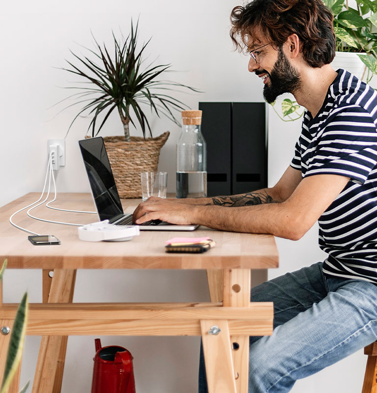 Charge up to 4 devices with Belkin 140W 4-Port GaN Wall Charger. 