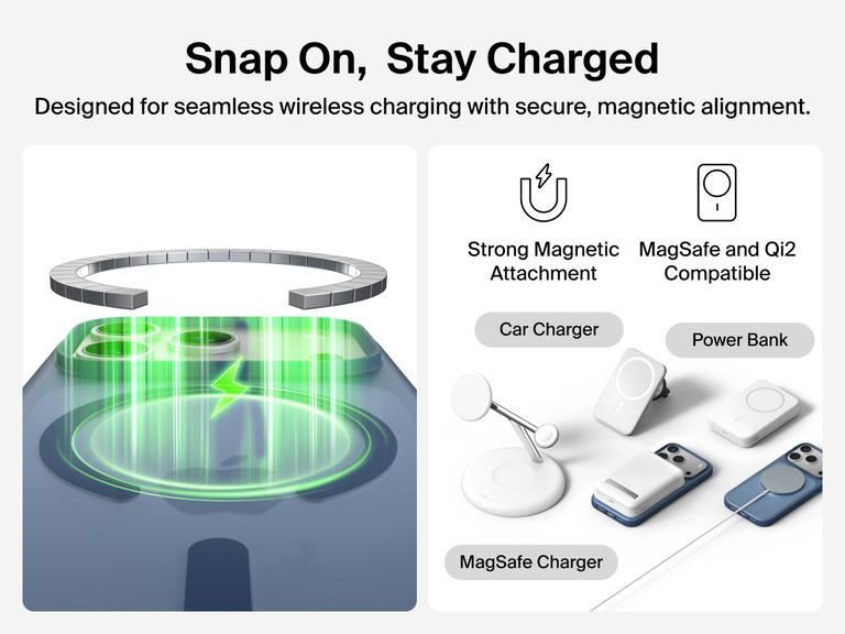 Close-up of Belkin SheerForce Grip Series Case for iPhone 17 with textured edges for secure, comfortable handling.