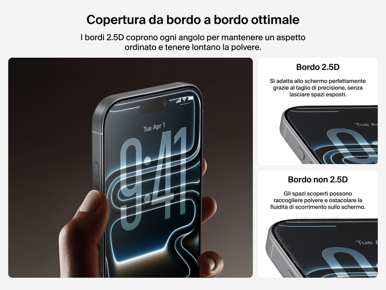 Belkin ScreenForce InvisiGlass Screen Protector with seamless 2.5D edge-to-edge coverage for a smooth, dust-free fit.