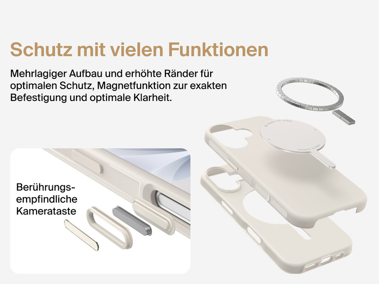 Belkin H&uuml;lle der SheerForce Protect Serie f&uuml;r iPhone 17, geeignet f&uuml;r MagSafe und Qi2 zur zuverl&auml;ssigen magnetischen Befestigung an Ladeger&auml;ten und anderem Zubeh&ouml;r.