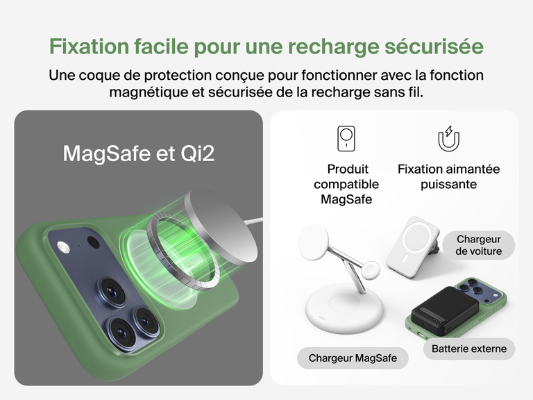 Coque de protection Belkin ScreenForce Protect&nbsp;Series pour iPhone&nbsp;17 avec rebords prot&eacute;geant l'&eacute;cran et les objectifs, con&ccedil;ue pour une recharge sans fil magn&eacute;tique fluide.