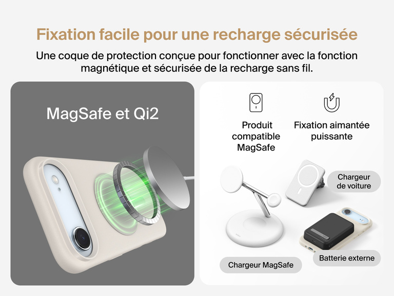 Coque de protection Belkin ScreenForce Protect&nbsp;Series pour iPhone&nbsp;17 avec rebords prot&eacute;geant l'&eacute;cran et les objectifs, con&ccedil;ue pour une recharge sans fil magn&eacute;tique fluide.