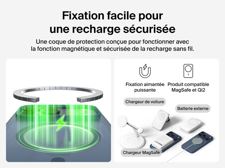 Close-up of Belkin SheerForce Grip Series Case for iPhone 17 with textured edges for secure, comfortable handling.