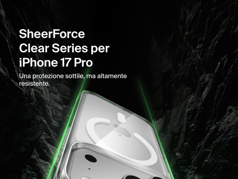 Belkin SheerForce Clear Series Case for iPhone 17 shown with slim transparent design and durable protection.