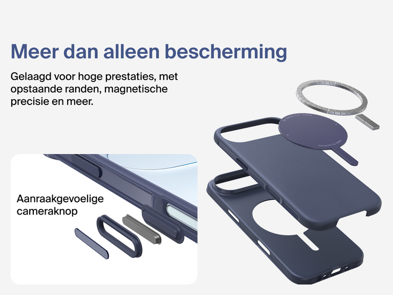 Belkin ScreenForce Protect-hoesje voor de iPhone 17, met MagSafe en Qi2-compatibiliteit voor stevige magnetische bevestiging op laders en accessoires.