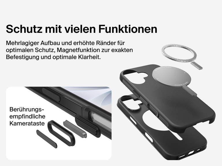 Belkin Hülle der SheerForce Protect Serie für iPhone 17, geeignet für MagSafe und Qi2 zur zuverlässigen magnetischen Befestigung an Ladegeräten und anderem Zubehör.