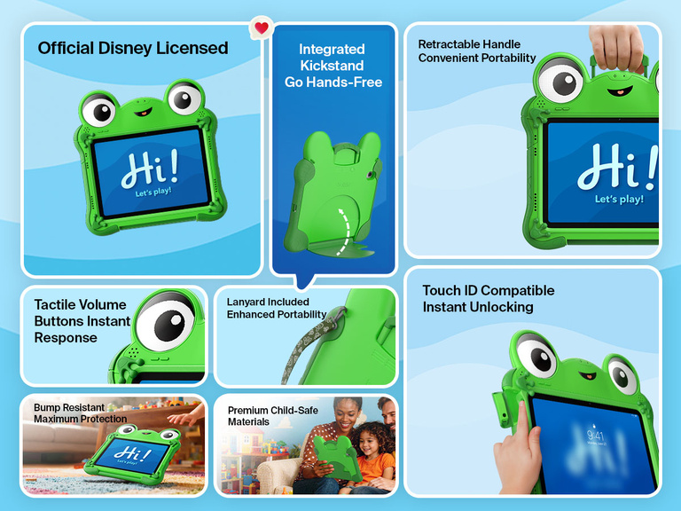 Disney Toy Story 5 Lilypad Case for iPad 10th and 11th Gen featuring Toy Story characters with callouts for official Disney licensed product integrated kickstand bump resistance built-in handle and soft foam grip
