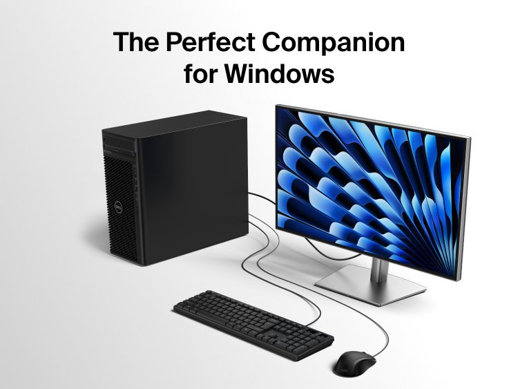 Image of the Belkin Connect Wired Keyboard and Mouse Combo connected to a Windows desktop setup for reliable, plug-and-play productivity.