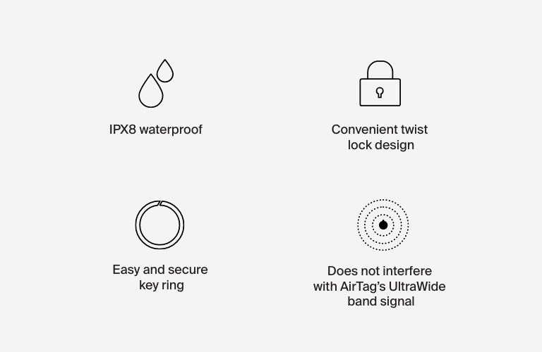 Waterproof Secure Holder with Key Ring for AirTag 