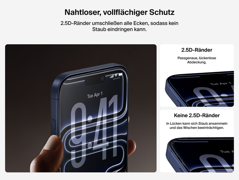 Belkin ScreenForce InvisiGlass Displayschutz mit nahtloser vollfl&auml;chiger 2.5D-Abdeckung ohne Staub.