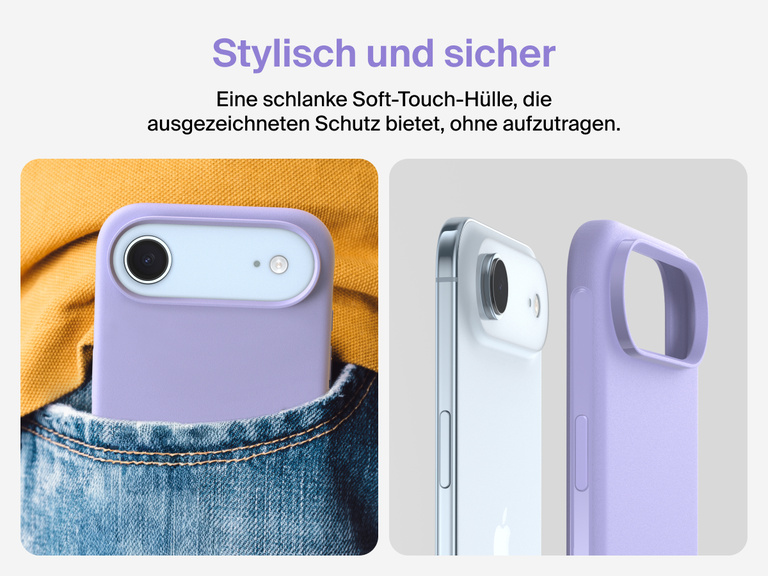 Belkin H&uuml;lle der SheerForce Protect Serie f&uuml;r iPhone 17 mit ber&uuml;hrungsempfindlicher Kamerataste und mehreren Schichten f&uuml;r magnetische Pr&auml;zision und robusten Schutz.