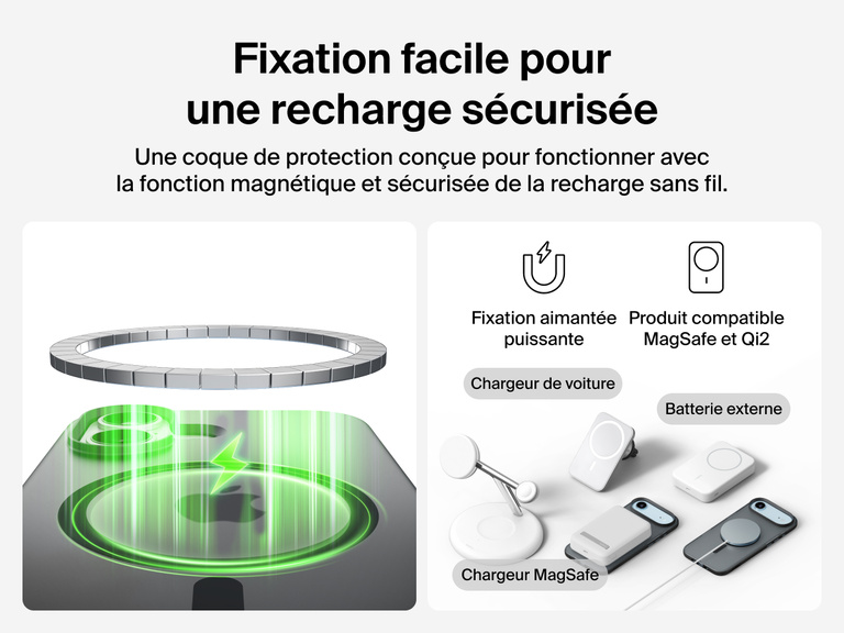 Close-up of Belkin SheerForce Grip Series Case for iPhone 17 with textured edges for secure, comfortable handling.