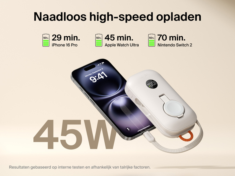 Belkin BoostCharge Pro 10.000mAh-powerbank met Apple Watch-lader die 45 W levert voor het snel opladen van een iPhone 16 Pro, Apple Watch Ultra en Nintendo Switch 2.