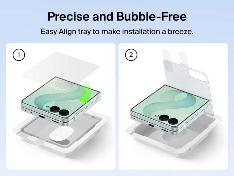 Belkin Titan SmartShield Anti-Reflective Screen Protector for Samsung Galaxy Z 8 includes an Easy Align tray for precise, bubble-free installation.