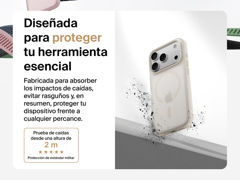 Belkin SheerForce Grip Series Case for iPhone 17 shown with textured grip and impact protection against drops.