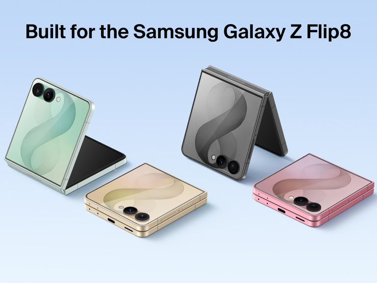 Belkin Titan SmartShield Anti-Reflective Screen Protector for Samsung Galaxy Z 8 shown with multiple device color options.