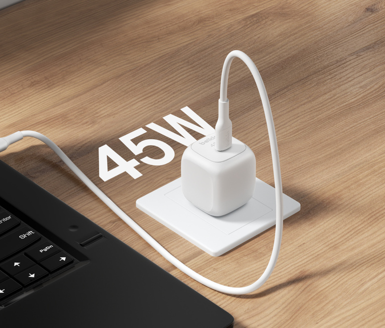 Belkin BoostCharge Compact USB-C Wall Charger 45W belkin wca013 boostcharge usb c wall charger 45w iconography banner 02 - Belkin BoostCharge Compact USB-C Wall Charger 45W
