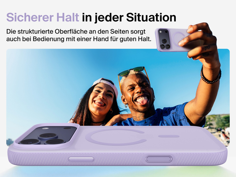 Belkin SheerForce Grip Series Case for iPhone 17 with military-grade drop protection and textured non-slip grip.