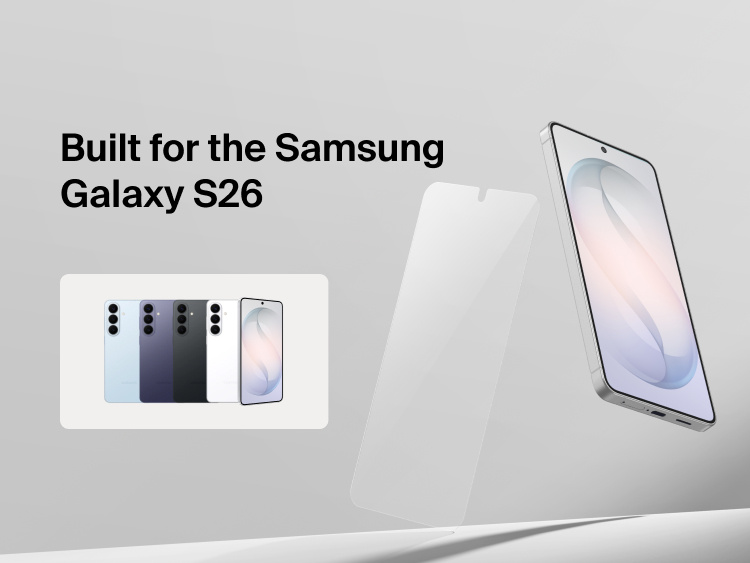 Belkin ScreenForce Titan SmartShield Anti-Reflective Screen Protector designed for Samsung Galaxy S26, shown with precise fit, edge-to-edge coverage, and glare-reducing screen protection.