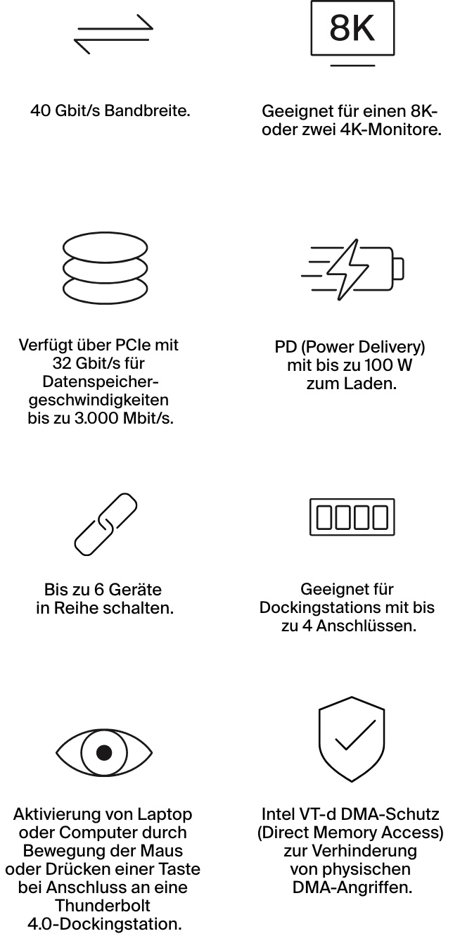 Thunderbolt 4. Abwärtskompatibel und leistungsstark.