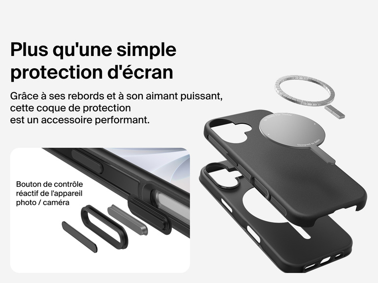 Coque de protection Belkin ScreenForce Protect Series pour iPhone 17 compatible MagSafe et Qi2 pour une fixation magnétique sécurisée sur les chargeurs et accessoires.