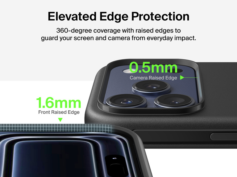 Belkin ScreenForce Protect Series Case for iPhone 17 with elevated edge design and military-grade drop protection up to 13 feet.