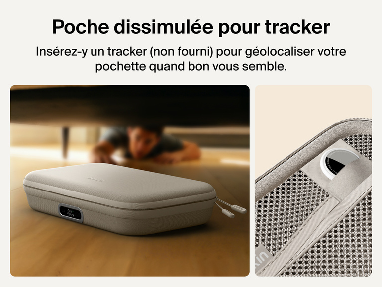 Belkin Gaming Charging Case Pro for Nintendo Switch 2 shown with hidden smart tracker compartment for adding a compatible tracker to help locate the case.
