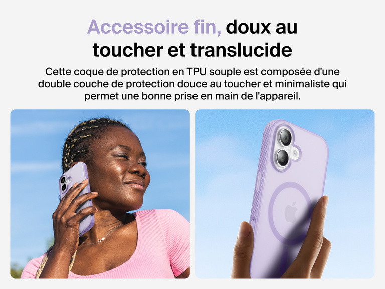 Belkin SheerForce Grip Series Case for iPhone 17 with slim translucent design and soft-touch finish for a comfortable grip.