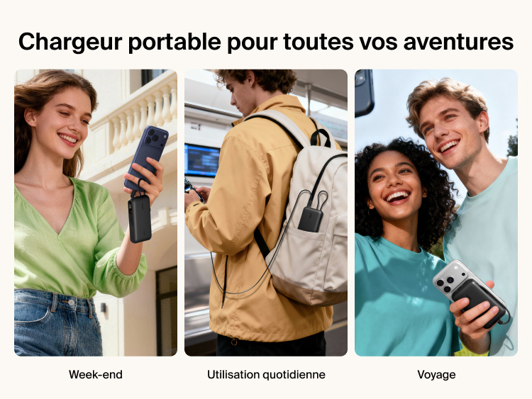 Belkin UltraCharge 10K power bank with integrated USB-C cable and digital display used for portable charging during travel, commuting, and everyday carry