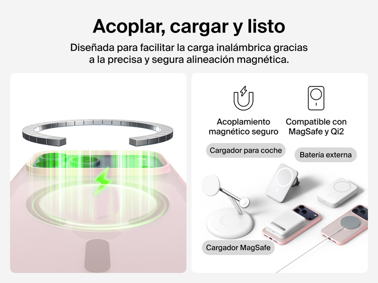 Close-up of Belkin SheerForce Grip Series Case for iPhone 17 with textured edges for secure, comfortable handling.