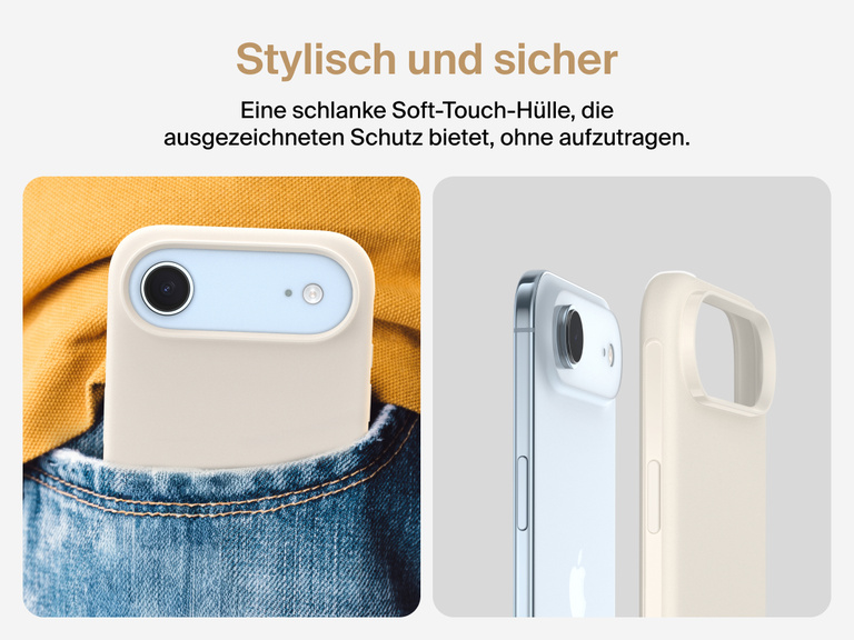 Belkin H&uuml;lle der SheerForce Protect Serie f&uuml;r iPhone 17 mit ber&uuml;hrungsempfindlicher Kamerataste und mehreren Schichten f&uuml;r magnetische Pr&auml;zision und robusten Schutz.