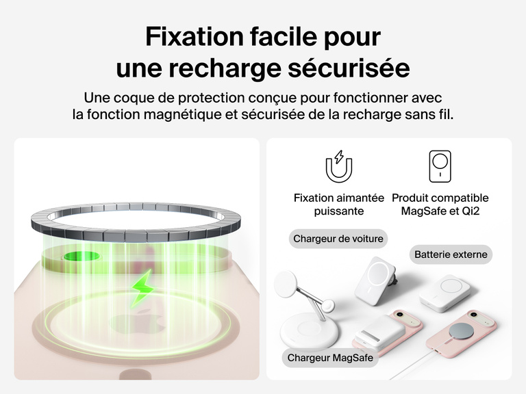 Close-up of Belkin SheerForce Grip Series Case for iPhone 17 with textured edges for secure, comfortable handling.