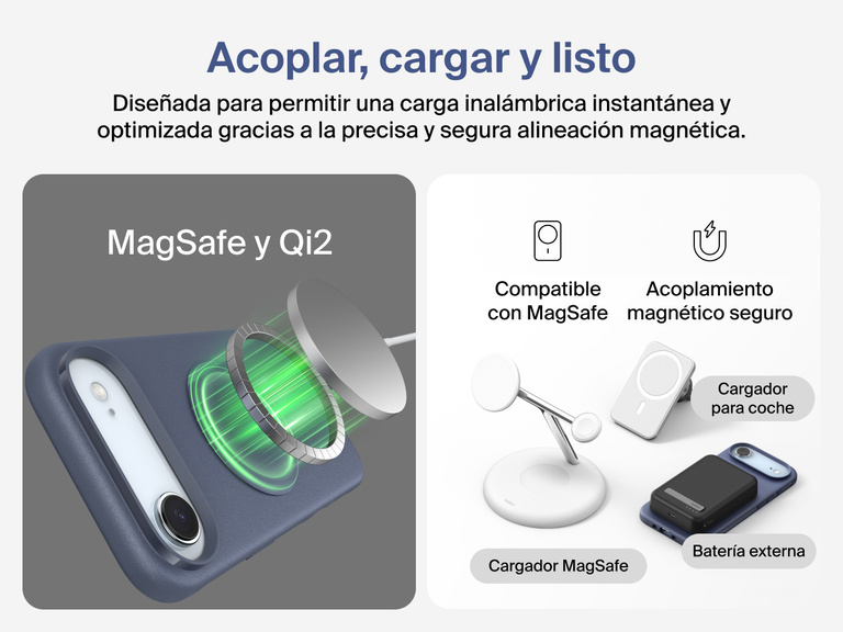 La funda SheerForce Protect Series para iPhone 17 de Belkin cuenta con bordes realzados para preservar efizcamente la pantalla y las lentes de la c&aacute;mara y su dise&ntilde;o no obstaculiza la carga magn&eacute;tica inal&aacute;mbrica.