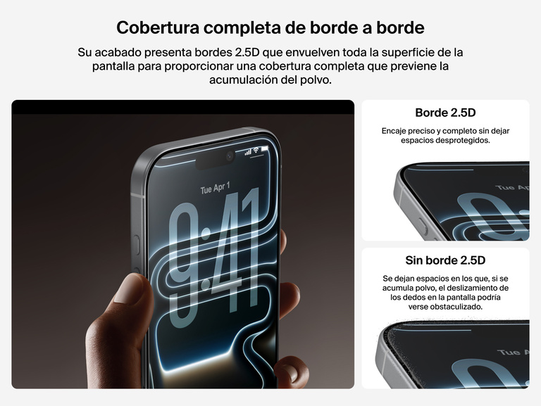 El protector de pantalla ScreenForce InvisiGlass de Belkin ofrece una efectiva y precisa cobertura borde a borde 2.5D que evita la acumulaci&oacute;n del polvo.