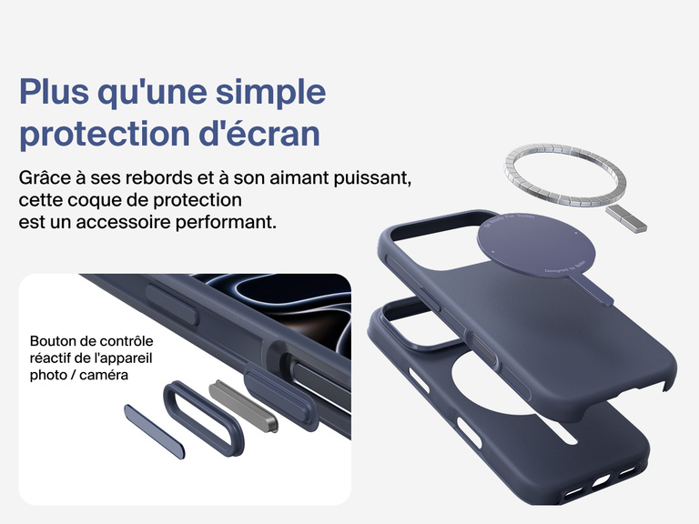 Coque de protection Belkin ScreenForce Protect Series pour iPhone 17 compatible MagSafe et Qi2 pour une fixation magn&eacute;tique s&eacute;curis&eacute;e sur les chargeurs et accessoires.