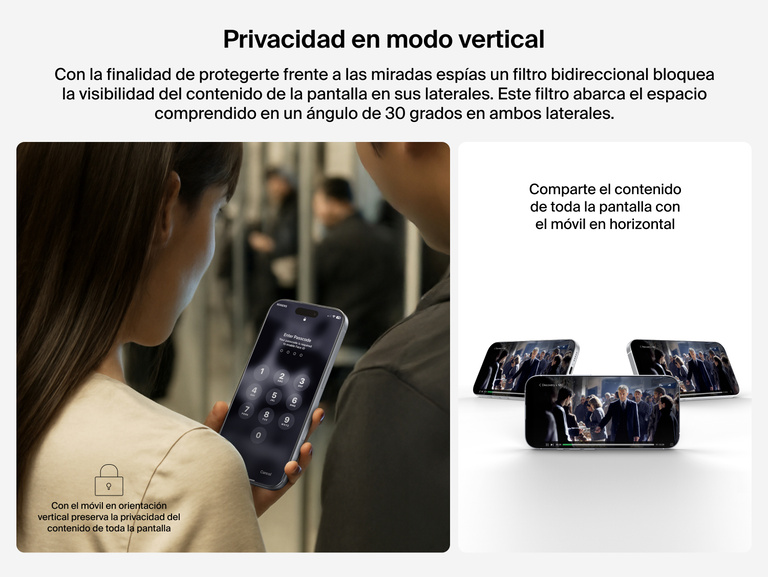 Belkin ScreenForce InvisiGlass Privacy Screen Protector provides 2-way portrait mode privacy with 30-degree side-view blocking.