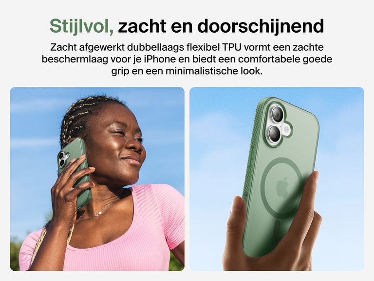 Belkin SheerForce Grip Series Case for iPhone 17 with slim translucent design and soft-touch finish for a comfortable grip.