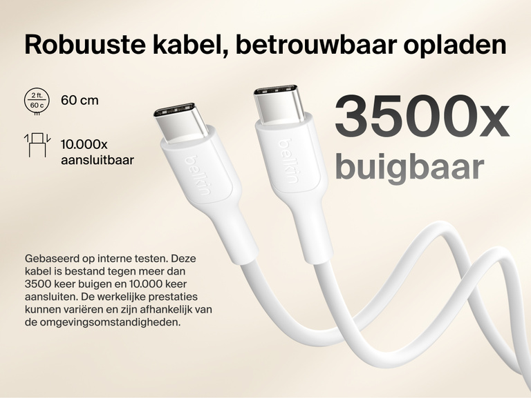 Slim Magnetic Power Bank 10K with Qi2 USB-C cable close-up showing durable connectors and bend resistance details