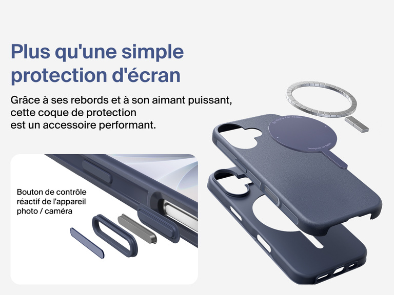 Coque de protection Belkin ScreenForce Protect Series pour iPhone 17 compatible MagSafe et Qi2 pour une fixation magnétique sécurisée sur les chargeurs et accessoires.
