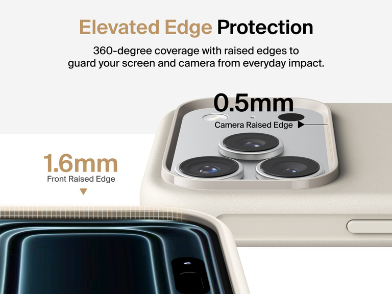 Belkin ScreenForce Protect Series Case for iPhone 17 with elevated edge design and military-grade drop protection up to 13 feet.