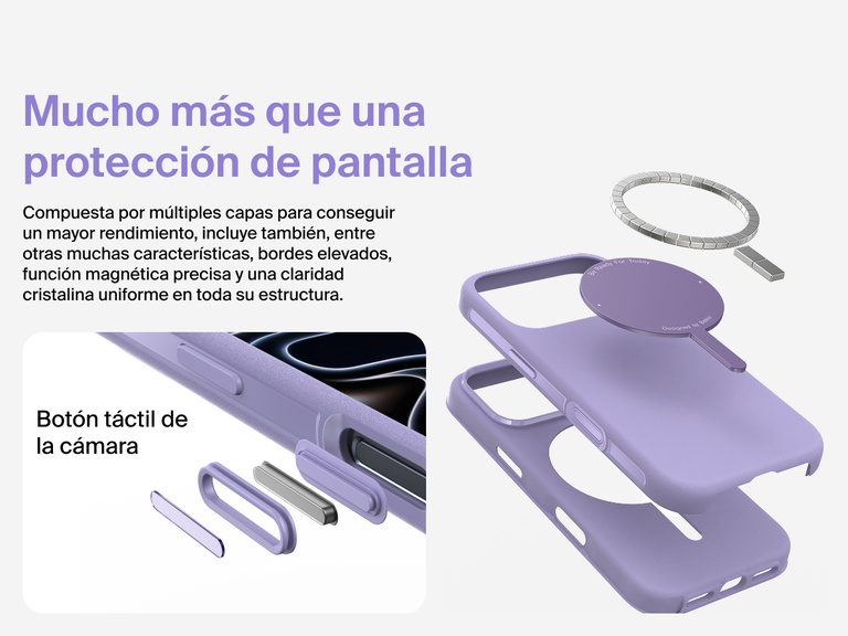 La funda ScreenForce Protect Series de Belkin para iPhone 17 es compatible con MagSafe y Qi2 para proporcionar un potente acoplamiento magn&eacute;tico con cargadores y otros accesorios.