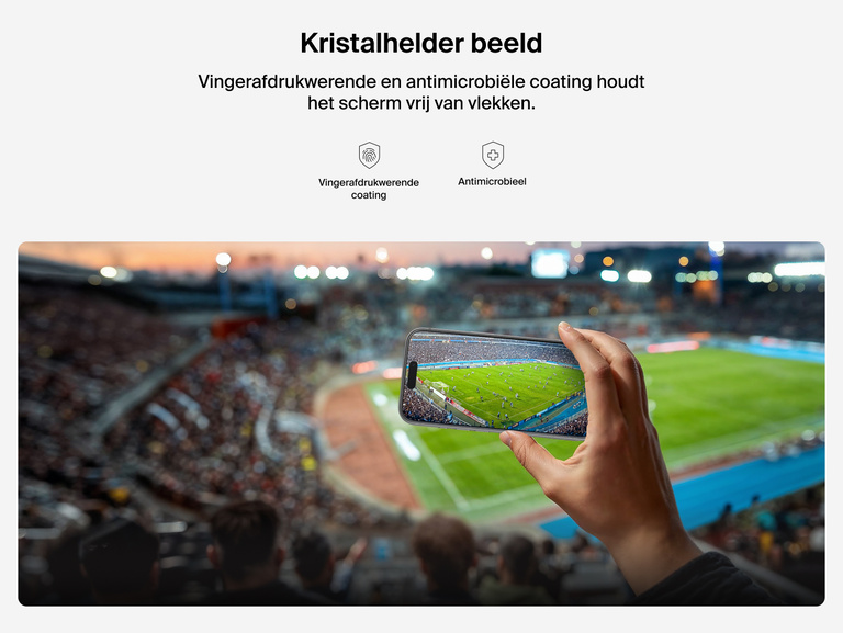 Belkin ScreenForce InvisiGlass-screenprotector biedt kristalhelder beeld dankzij vingerafdrukwerende coating.