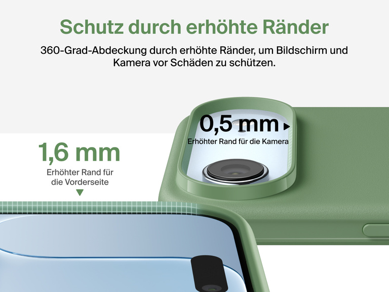 Belkin H&uuml;lle der SheerForce Protect Serie f&uuml;r das iPhone 17 mit erh&ouml;hten R&auml;ndern, die dem Milit&auml;rstandard f&uuml;r Schutz bei Aufprall aus bis zu 4&nbsp;m H&ouml;he entspricht.