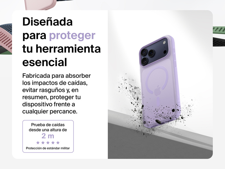 Belkin SheerForce Grip Series Case for iPhone 17 shown with textured grip and impact protection against drops.