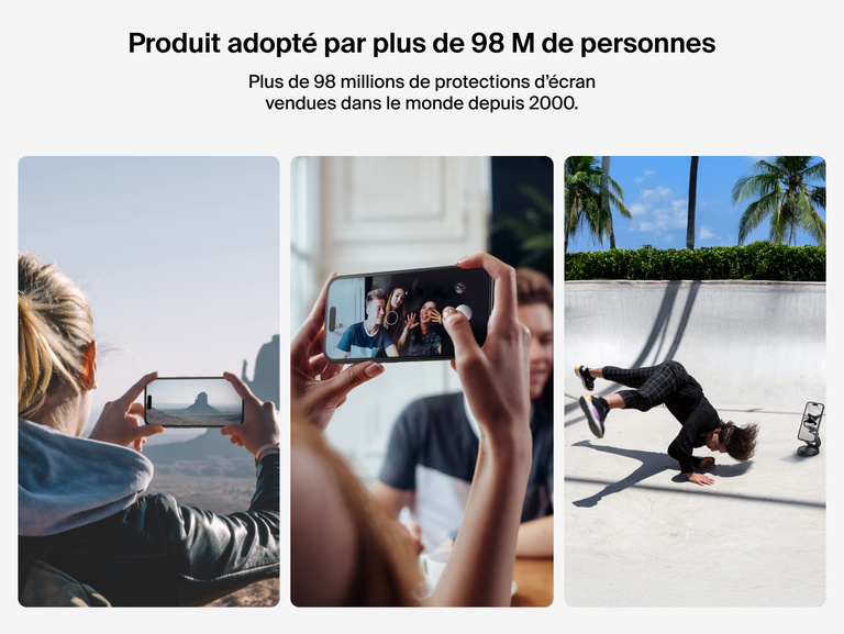 Belkin ScreenForce InvisiGlass Screen Protector trusted by over 81 million users worldwide for durable iPhone protection.