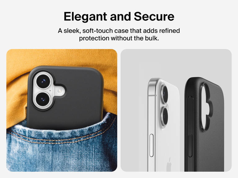Belkin ScreenForce Protect Series Case for iPhone 17 featuring touch-sensitive camera button and layered design for magnetic precision and durable protection.