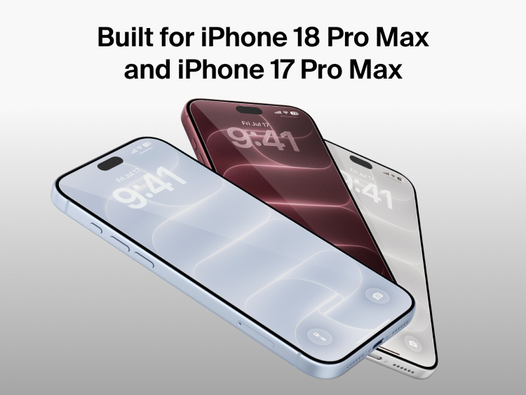 Belkin Titan SmartShield Anti-Reflective Screen Protector shown on compatible iPhone 18 Pro Max and iPhone 17 Pro Max Series smartphones.