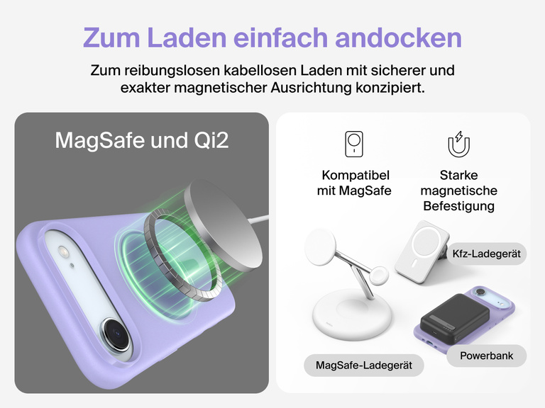 Belkin H&uuml;lle der SheerForce Protect Serie f&uuml;r iPhone 17 mit erh&ouml;hten R&auml;ndern zum Bildschirm- und Kameraschutz, entwickelt zum nahtlosen magnetischen, kabellosen Laden.